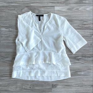 BCBGMAXAZRIA Short Sleeves White Blouse XS Size